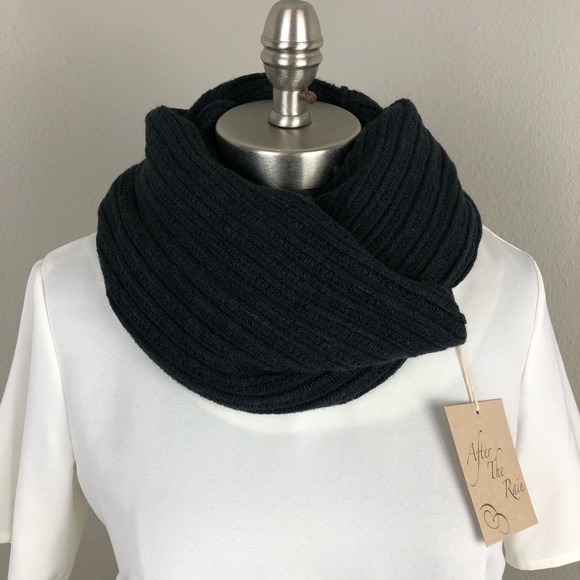 Black Ruffle Infinity Scarf Stretchy Wrap NWT - Picture 3 of 7